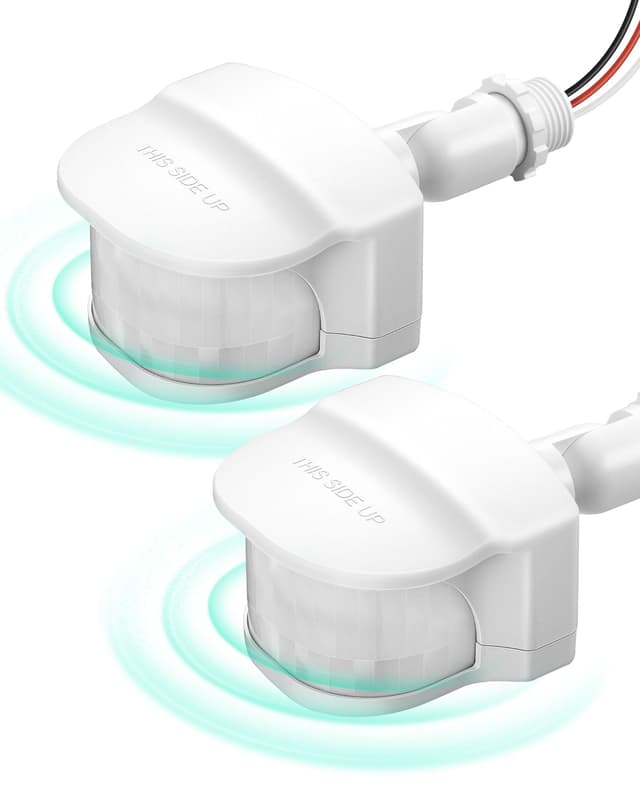 EDISHINE 2 Pack 240° Motion Sensor, Replacement Motion Detector for Outdoor Lights, Adjustable Time & Detection Range Up to 60FT, 3 Modes PIR Motion Sensor for Floodlight, White, UL Listed