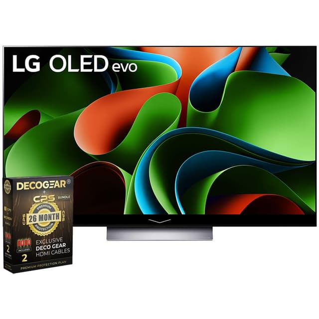LG OLED55C3PUA OLED evo C3 55 Inch HDR 4K Smart OLED TV (2023) + Deco Gear 4K HDMI 2.0 Cable w/Pure Copper Conductors x2 & CPS Exclusive 26 Month Protection Pack Bundle (BEACH-CPS-261500)