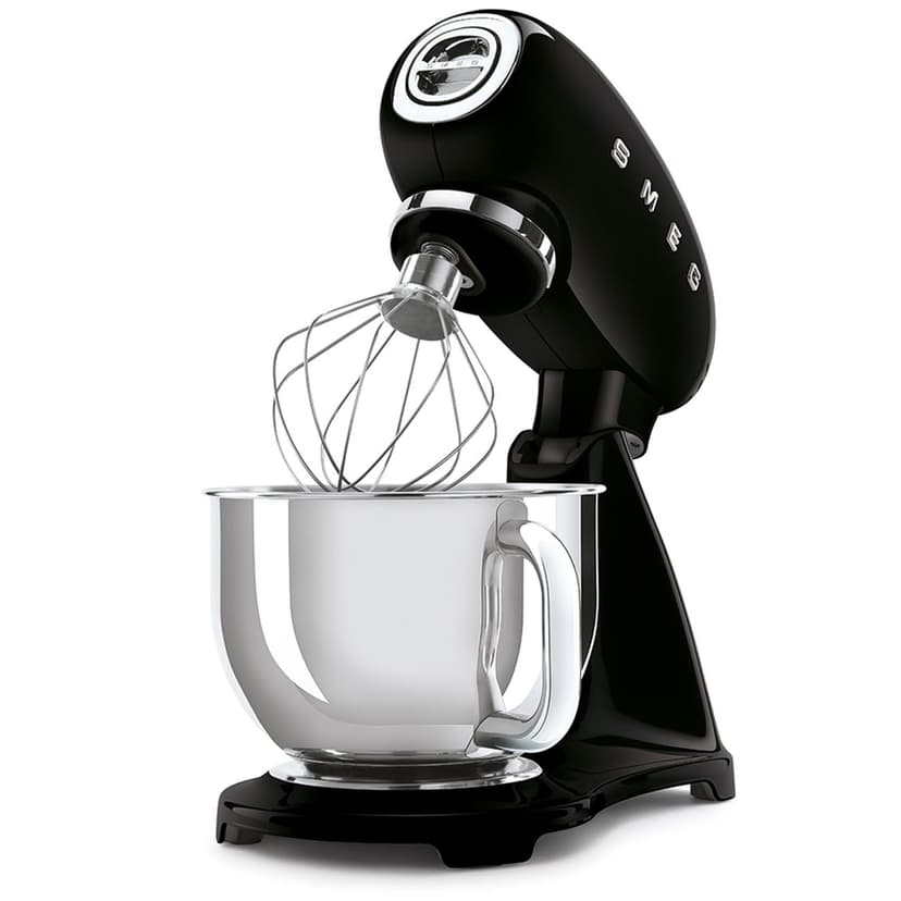SMEG SMF03 Stand Mixer – 5 Qt Tilt-Head Mixer with Stainless Steel Bowl, 10 Speeds, Retro 50s Vintage Style – Black