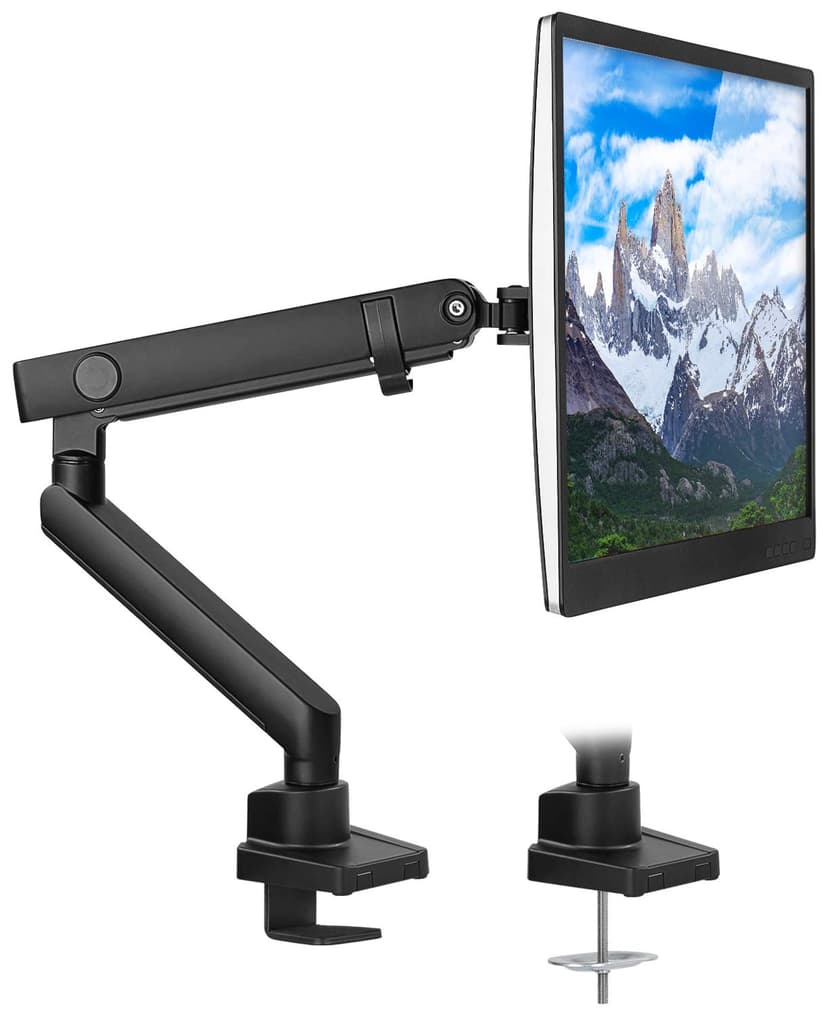 Mount-It! Single Monitor Arm Mount | Premium Monitor Desk Stand | Articulating Mechanical Spring Arm | Fits 24 27 30 32 Inch VESA 75 100 Compatible Computer Screen | C-Clamp and Grommet Bases