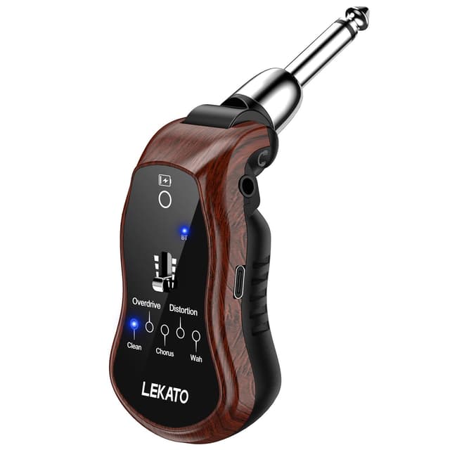 LEKATO Guitar Headphone Amp,Micro Electric Guitar Headphone Amp for Electric Guitar&Bass Rechargeable Bass Headphone Amplifier for Practice with 5 Effects(Clean Chorus Overdrive Distortion and Wah)