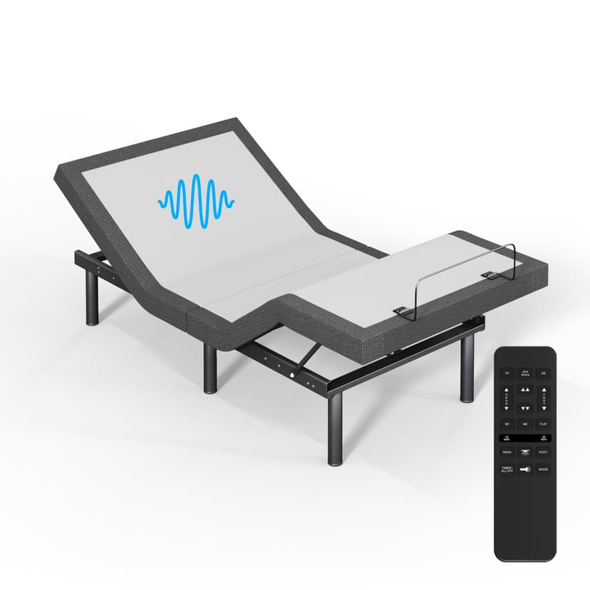 Adjustable Bed Frame with Wireless Remote - Comfortable Zero Gravity Massage with Head & Foot Incline, Dual USB Charge & Under-Bed Nightlights - Powder Coated TwinXL Adjustable Frame