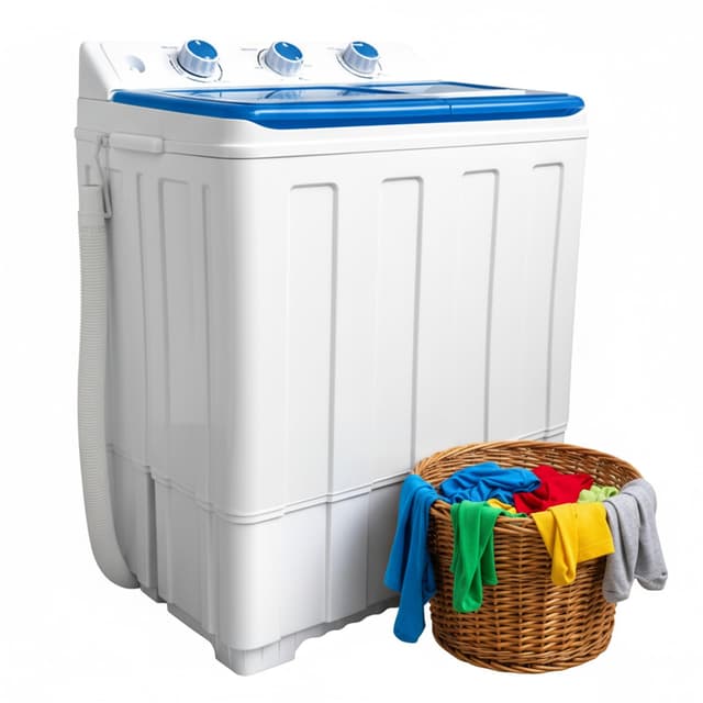 Clickoods 14lbs Portable Washing Machine with 9.5lbs Wash and 4.5lbs Spin, Twin Tub Washer Compact Machine with Drain Pump, Mini Portable Washer for Home, Camping, RVs, and Small Spaces, Blue