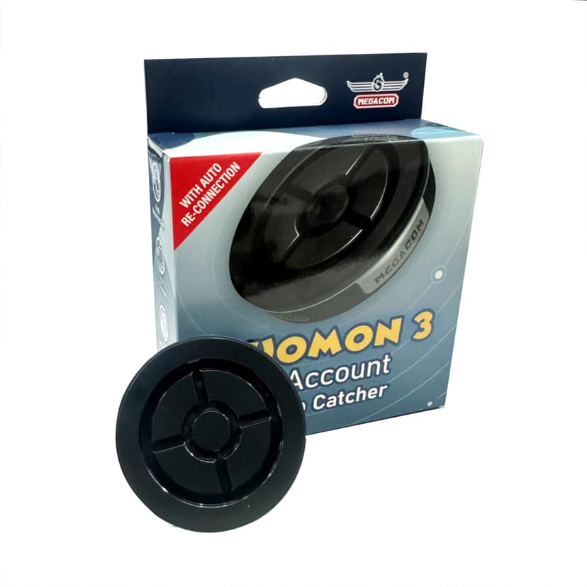 Megacom DuoMon3 1P/2P Auto Catcher, Rechargeable Pocket Auto Collecting Device with Adjustable Lights, Sound Notifications and One Touch Reconnect - Black (Standard Version)