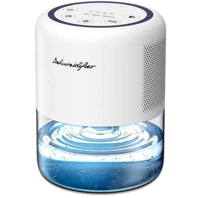 Windangel 44oz(1.3L) Small Dehumidifier for Home Auto-Off Quiet Portable Dehumidifier with 3 Modes 10 Color Lights 4 Timer Settings for Bedroom Bathroom Closet (215 sq.ft)