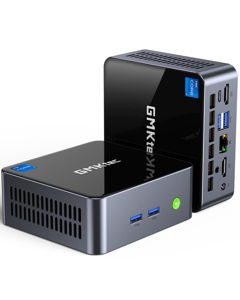 GMKtec Mini PC with Intel Core i7-1185G7 Processor (Up to 4.8 GHz) 16GB DDR4 1TB SSD NIC i226V RJ45 2.5G Iris Xe Graphics USB4.0 Desktop Mini Computers WiFi 6, BT 5.2/ DP, HDMI M2