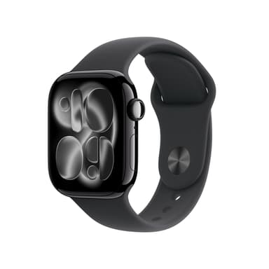 Apple Watch Series 11 [GPS 42mm] Smartwatch with Jet Black Aluminum Case with Black Sport Band - S/M. Sleep Score, Fitness Tracker, Health Monitoring, Always-On Display, Water Resistant