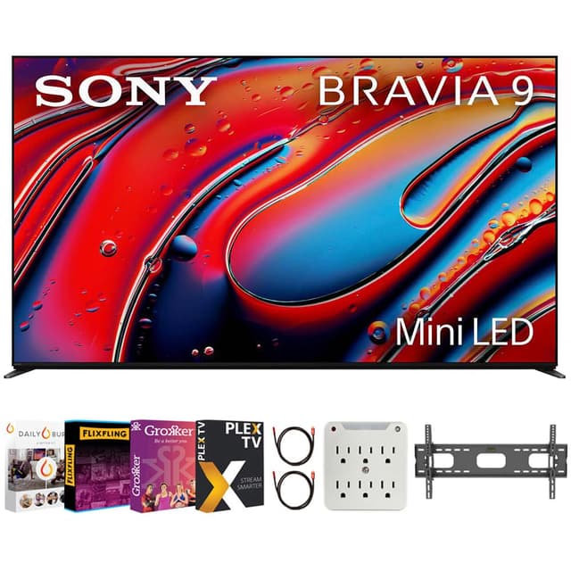 Sony BRAVIA 9 K75XR90 75 inch 4K HDR Smart QLED Mini-LED TV Bundle with Premiere Movie Streaming Package & TV Setup Bundle with Wall Mount + Surge Adapter + HDMI Cable & More (2024 Model)