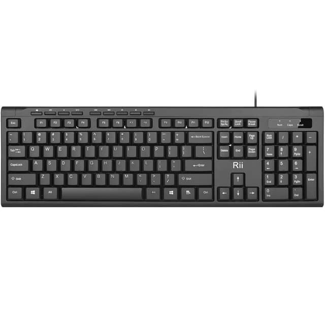 Rii RK907 Ultra-Slim Compact USB Wired Keyboard for Mac and PC,Windows 10/8 / 7 / Vista/XP (Black) (1PCS)