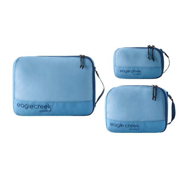 Eagle Creek Pack-It Reveal Cube Set - Packing Cubes for Compartmentalizing Luggage - Durable - Ultra-Lightweight - Water-Resistant - Easy Grab Zipper Pull - Mesh Windows - Blue Dawn - XS/S/M