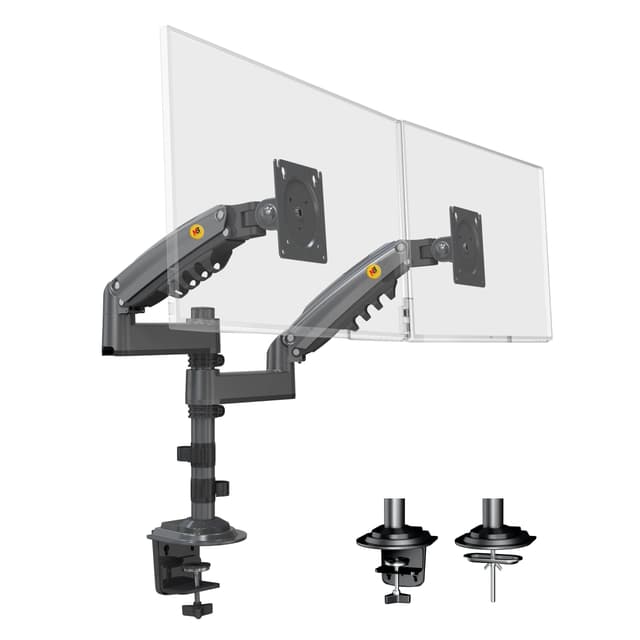 NB North Bayou Dual Monitor Desk Mount Stand Full Motion Swivel Computer Monitor Arm Fits 2 Screens up to 27'' with Load Capacity 4.4~19.8lbs for Each Monitor H180-G