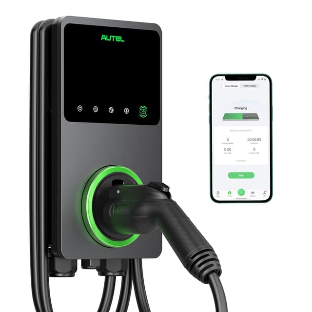 Autel Level 2 EV Charger 50 Amp Smart AI Electric Vehicle (EV) Charger, Wi-Fi and Bluetooth Enabled EVSE, Indoor/Outdoor Car Charging Station, with in-Body Holster and 25-Foot Cable Hardwired