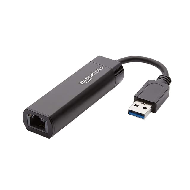 Amazon Basics USB 3.0 to 10/100/1000 Gigabit Ethernet Internet Adapter, Compatible with Windows and macOS, Black