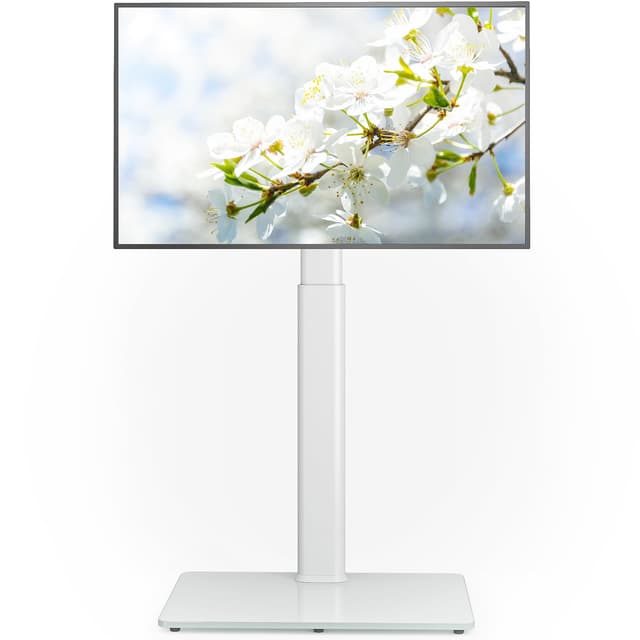 AX WABER Universal Floor TV Stand with Mount 70 Degree Swivel 9 Level Height Adjustable and Space Saving Design for Most 27 to 65 inch LCD, LED OLED TVs, Perfect for Corner & Bedroom White AX1006TW