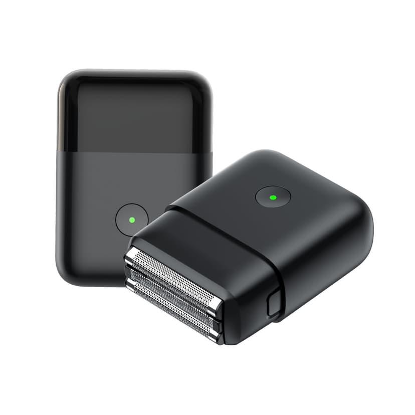 Premium Travel Electric Razor for Men - Ultra-Compact IPX7 Waterproof Foil Shaver with LED Indicator, USB-C Quick Charge, 90 Min Runtime, Matte Black/Orange Design (Black)