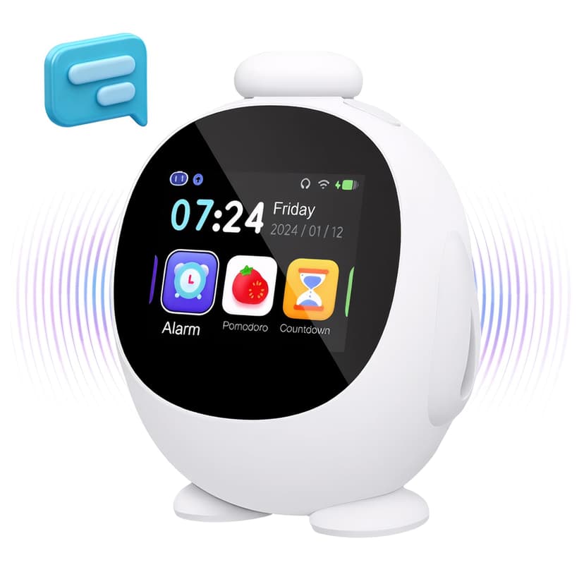 JAHUYU Smart Alarm Clock for Kids with AI Voice & Time Management, Sleep Trainer with 12 White Noise Sounds, Ok to Wake Night Light, Toddler Clock for Bedroom, Fun Educational Children Gift