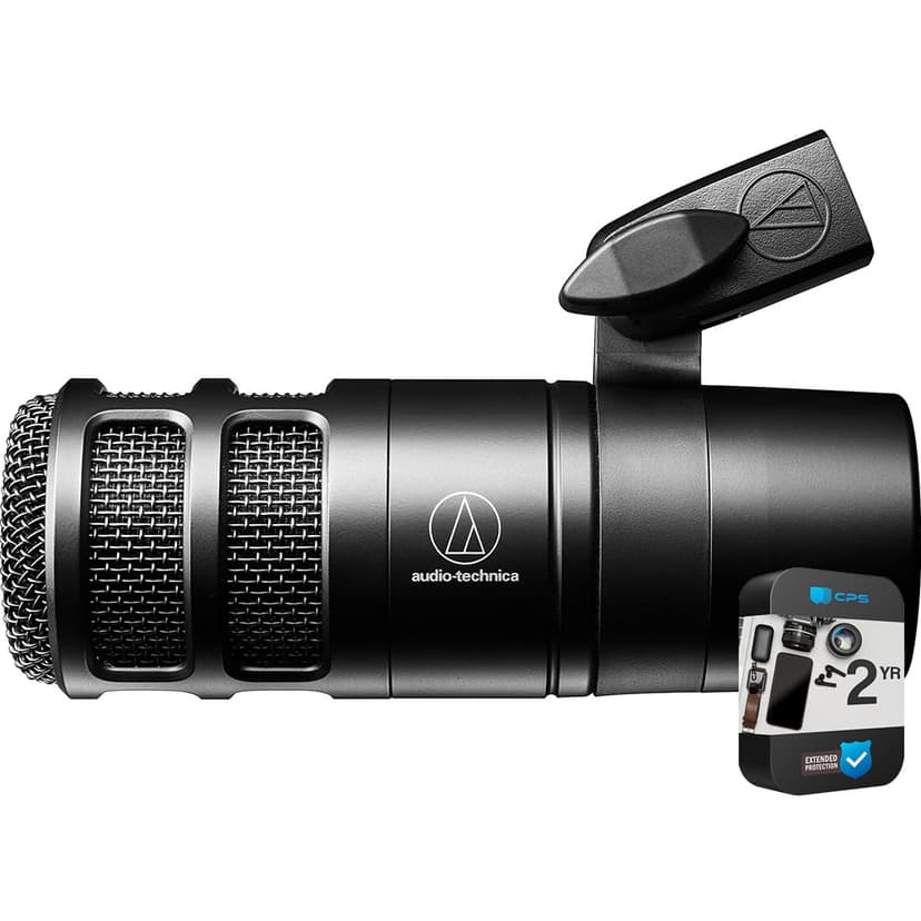 Audio-Technica AT2040 Hypercardioid Dynamic Podcast Microphone Bundle with 2 YR CPS Enhanced Protection Pack
