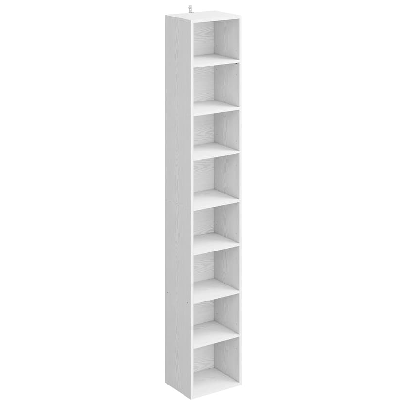IRONCK Tall Narrow Bookshelf 8 Tiers, Compact Corner Bookcase, Easy to Match for Living Room, Office, Study, Bedroom, White