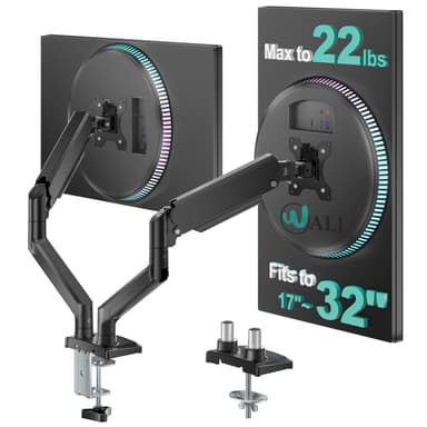 WALI Dual Monitor Stand for 17-32 inch Computer Screens, Dual Monitor Arms for 2 Monitors Holds up to 22 lbs, Height Adjustable Gas Spring Dual Monitors Mount, VESA 75x75/100x100mm (GSMP002N), Black