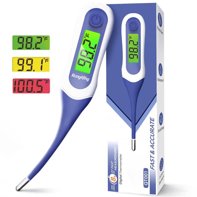 8s Fast Reading Oral Thermometer for Kids and Adults, Baby Digital Thermometer with 3 Color Backlit and Fever Alarm Medical FDA Basal Thermometer for Oral, Rectal, Underarm