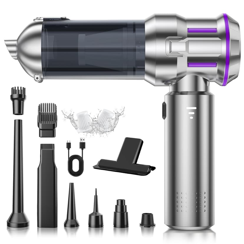 CUGEFRE Handheld Vacuum Cordless, 28000Pa 4 in 1 Car Vacuum Portable Cordless, One-Touch Dust Removal, 3-Speed Brushless Motor Mini Vacuum, Ideal for Home, Car, Office, and Pet Hair Cleanup, Silver