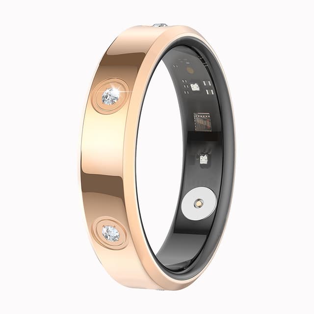 Yihou Smart Ring for Women Fitness Ring Health Ring with Diamonds Fitness Tracker with Heart Rate Sleep Monitor No Subscription Fee for Android iOS Gold 12#