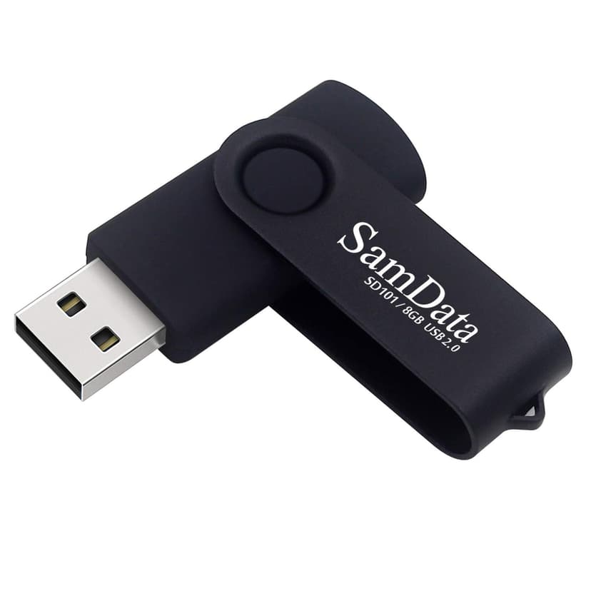 SamData USB Flash Drive 8GB 1 Pack USB 2.0 Thumb Drive Swivel Memory Stick Data Storage Jump Drive Zip Drive Drive with Led Indicator (Black, 8GB-1Pack)