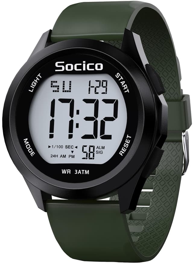 SOCICO Mens Digital Watch Sports Waterproof Outdoor Large Face Military Watches with Stopwatch Back Light Alarm Date Display