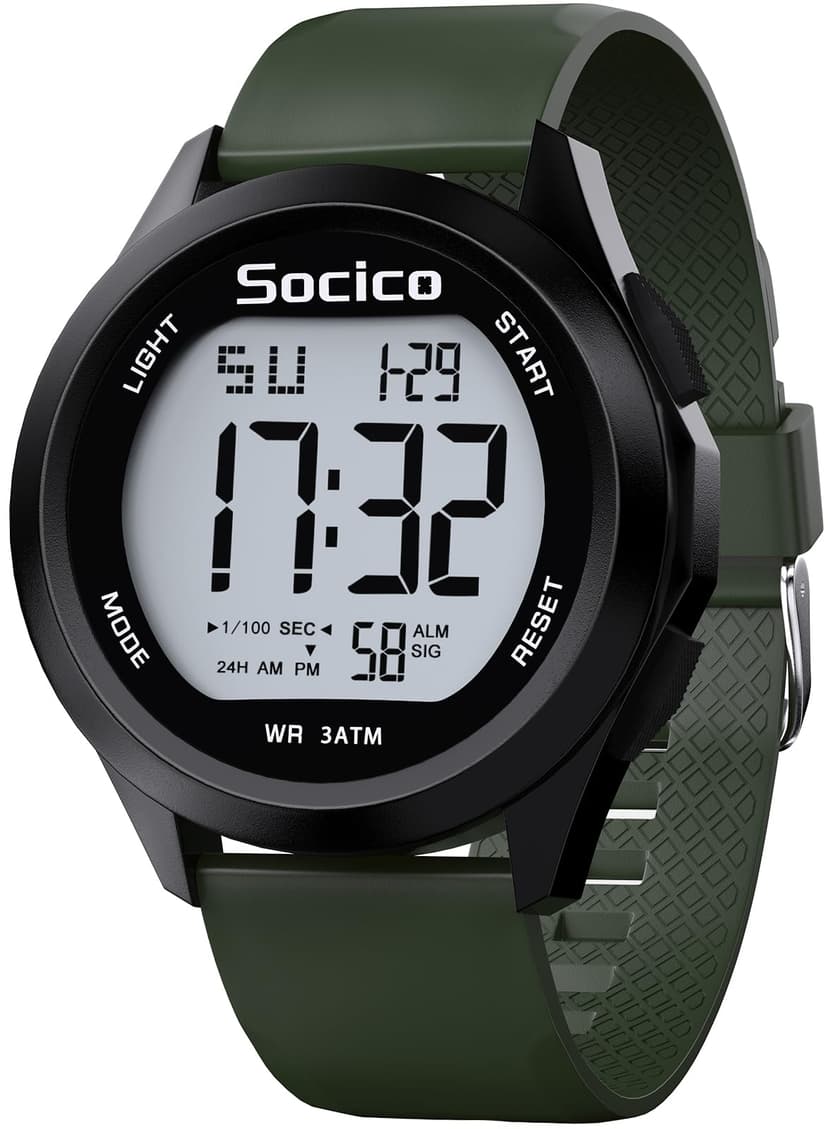 SOCICO Mens Digital Watch Sports Waterproof Outdoor Large Face Military Watches with Stopwatch Back Light Alarm Date Display