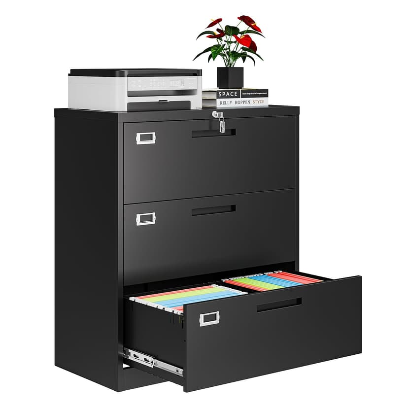 AFAIF 3 Drawer File Cabinets for Home Office, Office Storage Caninets Steel Cabnet for Letter/Legal/A4/F4-Assembly Required