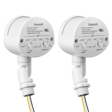 2 Pack Motion Sensor, 180-Degree Replacement Motion Detector, Adjustable Time & Detection Sensitiity Up to 60 Feet Range, 3 Working Modes Pir Motion Sensor for Security Floodlight, White, UL Listed