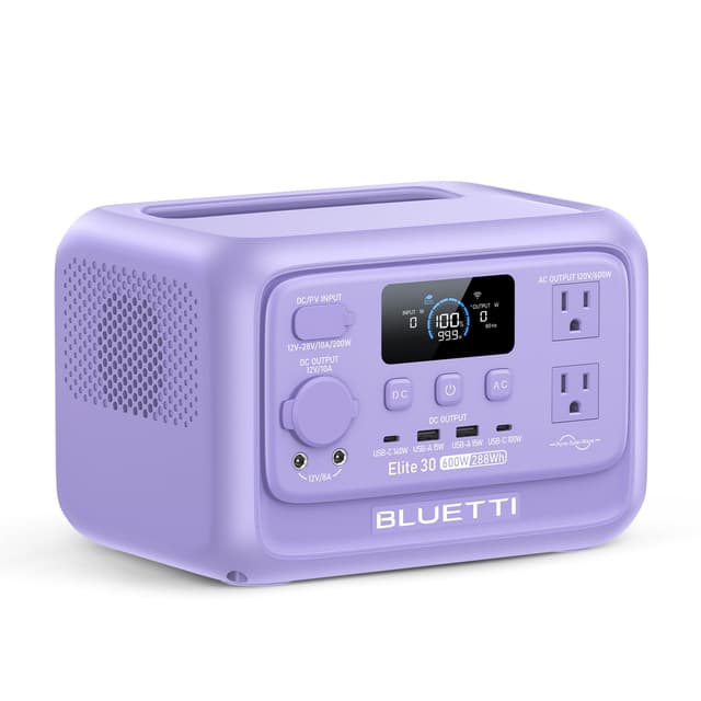 BLUETTI Elite 30 V2 Portable Power Station, 288Wh Solar Generator with 600W AC Outlet (Power Lifting 1500W), Fast Charging LiFePO4 Battery, UPS Backup Power for Camping, Road Trip, Outage