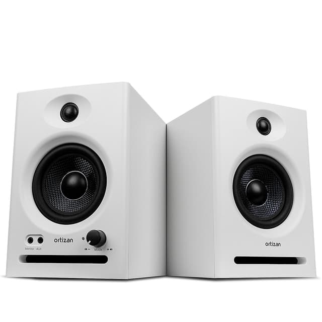 Ortizan C7 Dual-Mode 2.0 Studio Monitors, Active Monitor Speakers for Near Field Music Production, Bluetooth 5.3 Wireless Computer PC Monitor Gaming Bookshelf Speakers(Pair, White)