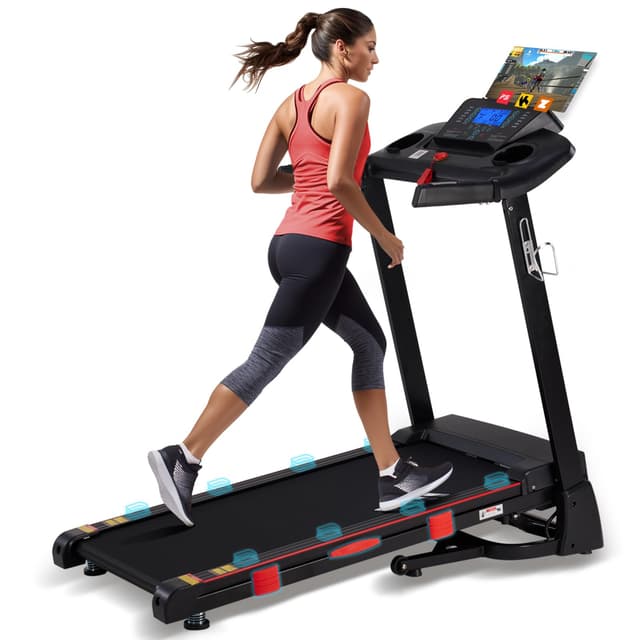 Treadmill with Incline,15-Level Auto Incline, 18" Wide Belt, 350lb Capacity, 3HP, 0.5-10 MPH, 36 Programs Running Treadmills for Home with Bluetooth APP