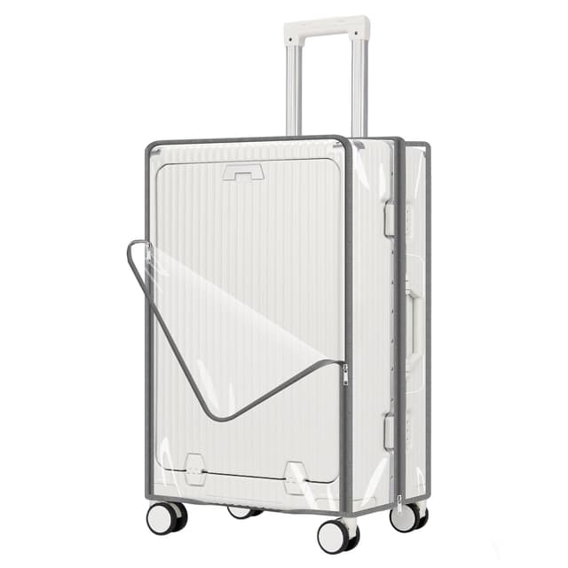 Yotako Clear Luggage Cover Protector with Front Pocket Zipper, 24 Inch Luggage Covers for Front Open Suitcase Wheeled Suitcase 24", No Disassembly
