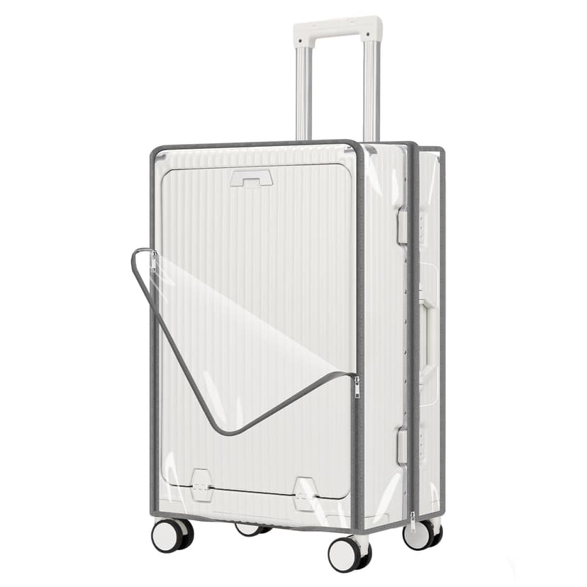 Yotako Clear Luggage Cover Protector with Front Pocket Zipper, 24 Inch Luggage Covers for Front Open Suitcase Wheeled Suitcase 24", No Disassembly