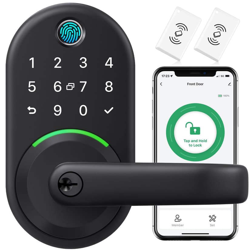 Smart Door Handle Lock with Keypad: Yamiry Fingerprint Smart Knob - Keyless Entry Digital Lock for Front Door - Deadbolt with APP - Generate Passcode Remotely - DIY Installation