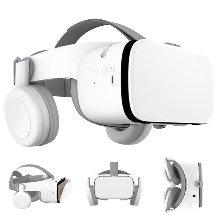 VR Headset for Phone, Virtual Reality Glasses with Bluetooth Headphones for Adults and Kids Play 3D VR Games Movies (White VR Only)