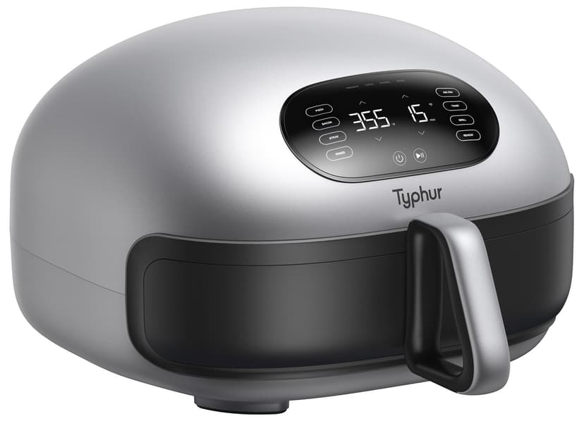 Typhur Dome 2 AI Smart Air Fryer, Large Flat Airfryer with Top & Bottom Heating, Self-cleaning Digital Fryer, PFAS free Ceramic Basket, Fits a 12" Pizza or Steaks, Whisper-Quiet, 120V