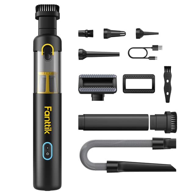 Fanttik Slim V8 APEX Car Vacuum, 4-in-1 Portable Mini Cordless Vacuum with 19000pa Suction Power, Type-C Charge, 2 Suction Modes, Handheld Vacuum for Small Jobs, Car, Office Desk, Keyboards (Black)