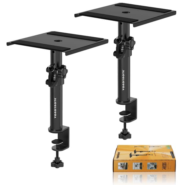 Vondynote Set of 2 Desktop Clamp Speaker Stands Short Studio Monitor Stands Height Adjustable
