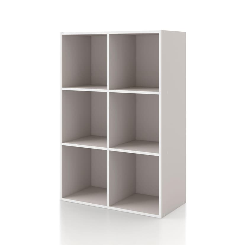 Homes: Inside + Out Apexa 6-Cube Storage Organizer Shelves, Stackable Wood Bookcase Fits Cubby Bins for Organization, Dorm Teen Room Decor & Home Office, Taupe Grey