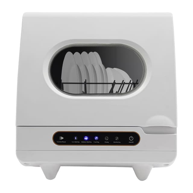 Countertop Dishwasher,5 Washing Programs Portable Dishwasher With Built-In Water Tank For Glass Door,12 Water Outlets And 360° All-Round Cleaning Without Any Blind Spots, White Mini Dishwashers