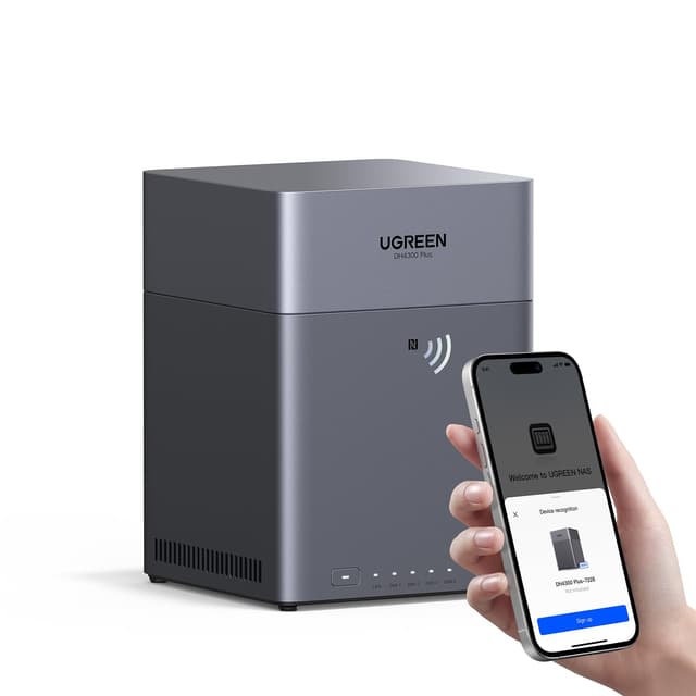 UGREEN NAS DH4300 Plus 4-Bay Desktop NASync, Support Capacity 120TB, Remote Access, AI Photo Album, Beginner Friendly System, 8GB LPDDR4X RAM, 2.5GbE, 4K HDMI, Network Attached Storage(Diskless)