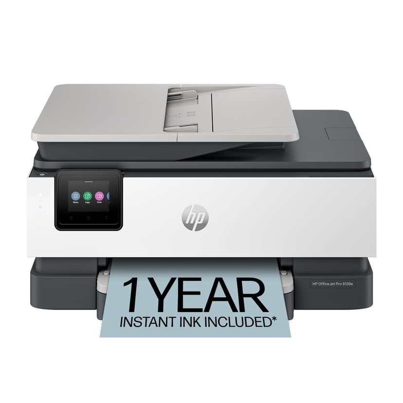 HP OfficeJet Pro 8139e Wireless All-in-One Color Inkjet Printer, Print, scan, copy, fax, ADF, Duplex printing Best-for-home office, 1 year Instant Ink trial included, AI-enabled (40Q51A)