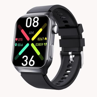 Yihou Fall Detection Smart Watch for Seniors Fall Alert Watch with SOS Heart Rate Monitor Sleep Monitoring Pedometer for Android iOS Black Silicone