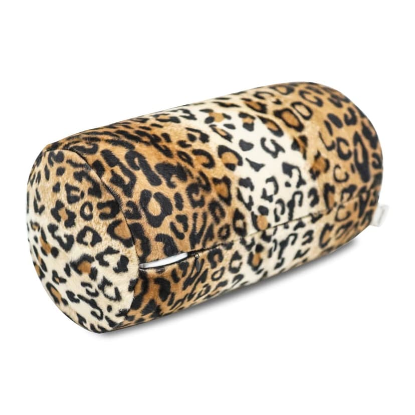 CARRIE HOME Leopard Microbead Neck Pillows Squishy Cylinder Bean Bag Pillow - 12x7 Inch Tiny Arm & Back Roll Pillow for Surgery, Travel, Airplane, Car - Support for Neck, Back, Arms, Legs and Knees