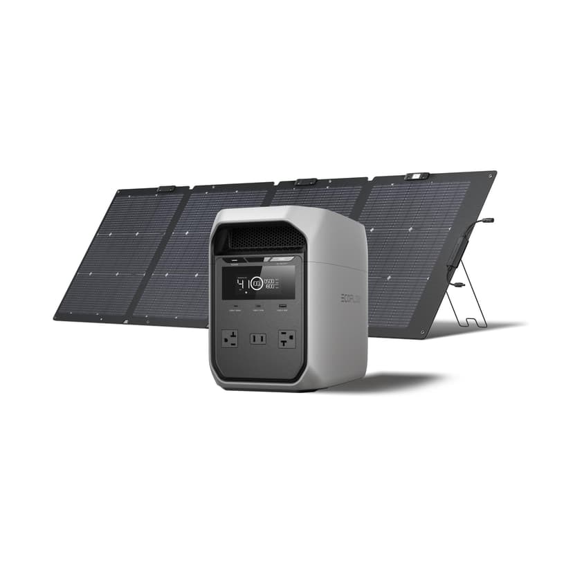 EF ECOFLOW Solar Generator DELTA 3 Classic with 220W Solar Panel, 1024Wh LiFePO4 Battery Portable Power Station, 1800W AC/100W USB-C Output (3600W Surge), 1 Hr Fast Charge for Home, Camping, RV