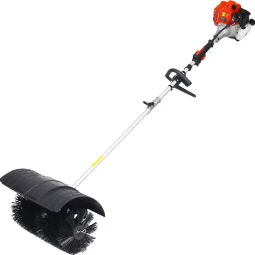 Power Broom,Gas Powered Sweeper Brush Broom, Cordless Hand Held Walk Behind Power Shovel Snow Cleaner for Driveway Lawn Garden, 52CC 2-Stroke, 2.4HP (21x10 EPA)