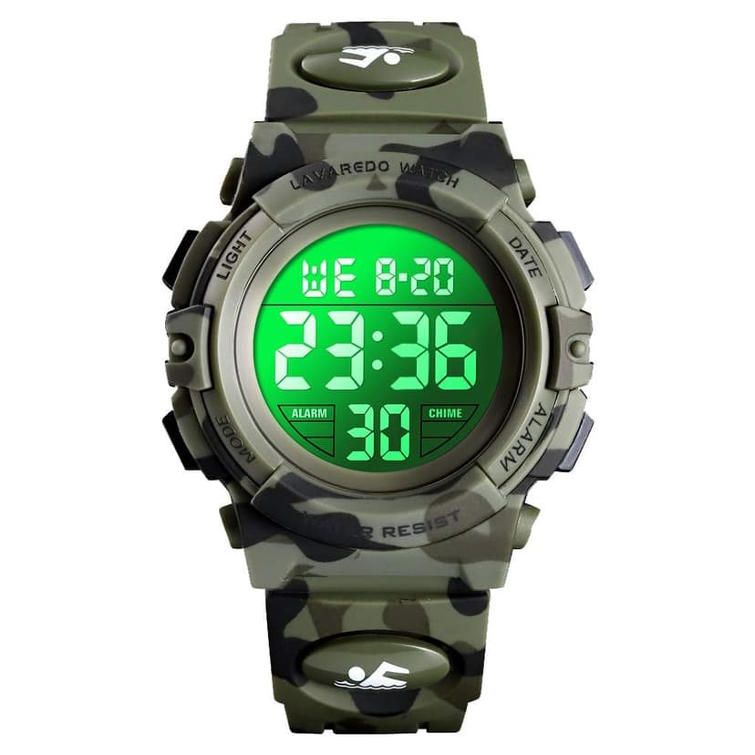 A ALPS Boys Watch, 3-15 Year Old Boys, Digital Sport Outdoor Multifunctional Chronograph LED 50M Waterproof Alarm Calendar Analog Watch with Silicone Band